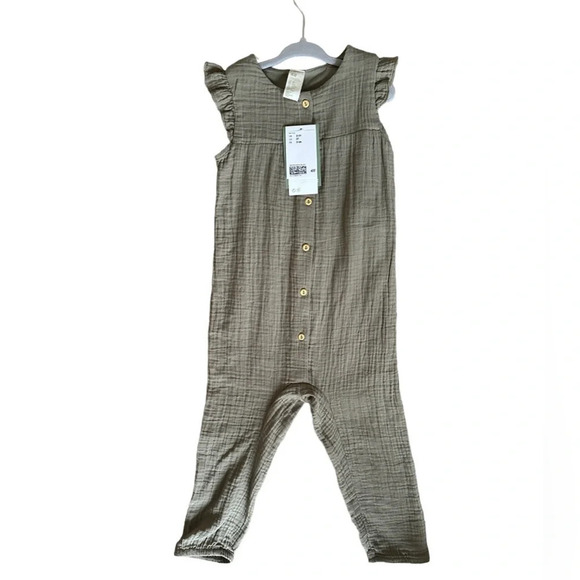 NWT H&M Baby Exclusive Organic Cotton Romper in Khaki Green | size 2-3 years - Picture 5 of 5
